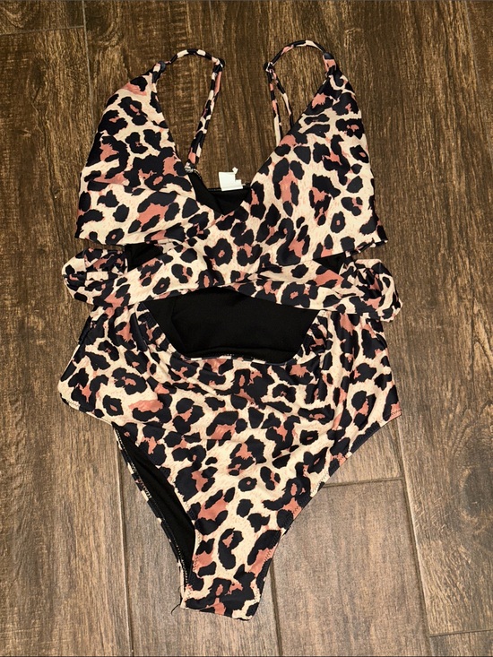 Other - Leopard Print One Piece Swimsuit Women’s Large Cutout Wrap Tie Bathing Suit